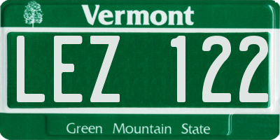 VT license plate LEZ122