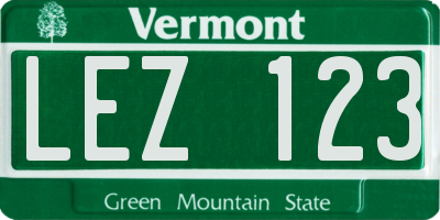 VT license plate LEZ123