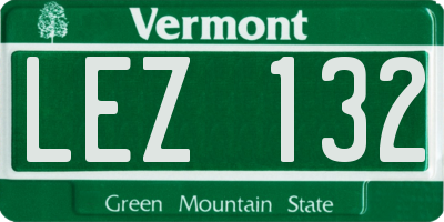 VT license plate LEZ132