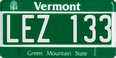 VT license plate LEZ133