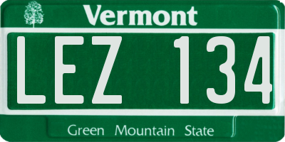 VT license plate LEZ134