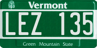 VT license plate LEZ135