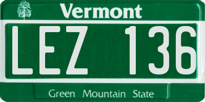 VT license plate LEZ136