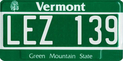 VT license plate LEZ139