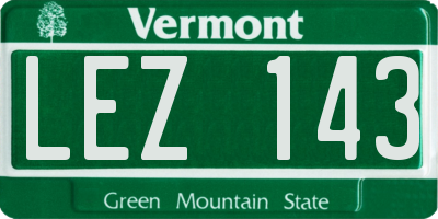 VT license plate LEZ143