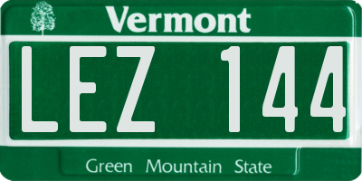 VT license plate LEZ144