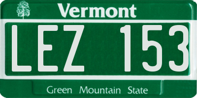 VT license plate LEZ153