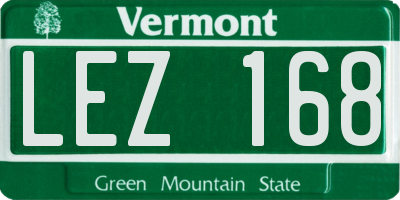 VT license plate LEZ168