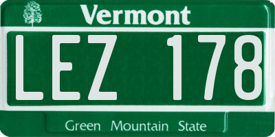 VT license plate LEZ178
