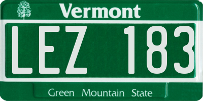 VT license plate LEZ183