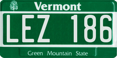 VT license plate LEZ186