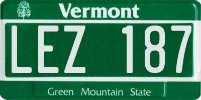 VT license plate LEZ187