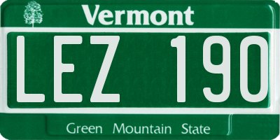 VT license plate LEZ190