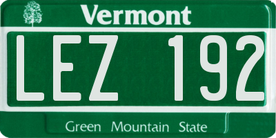 VT license plate LEZ192