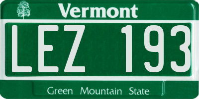 VT license plate LEZ193