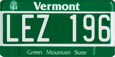 VT license plate LEZ196
