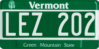 VT license plate LEZ202