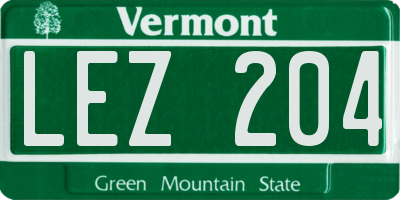 VT license plate LEZ204