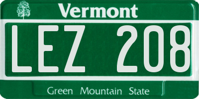 VT license plate LEZ208
