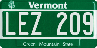 VT license plate LEZ209