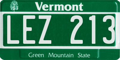 VT license plate LEZ213