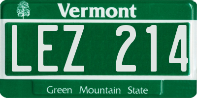 VT license plate LEZ214