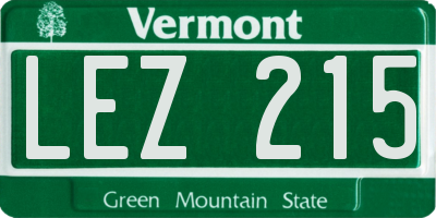 VT license plate LEZ215