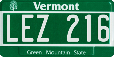 VT license plate LEZ216