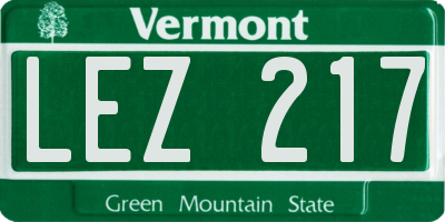 VT license plate LEZ217