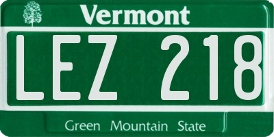 VT license plate LEZ218
