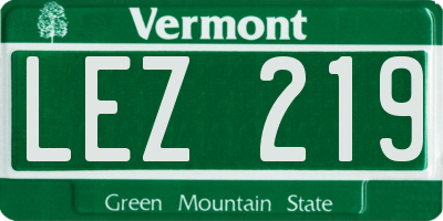 VT license plate LEZ219