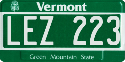 VT license plate LEZ223