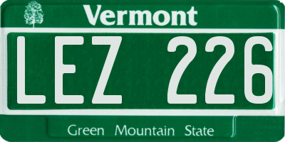 VT license plate LEZ226
