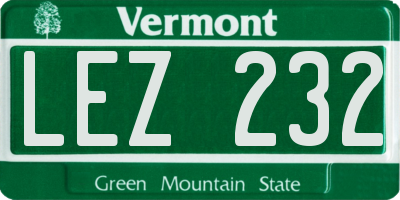 VT license plate LEZ232