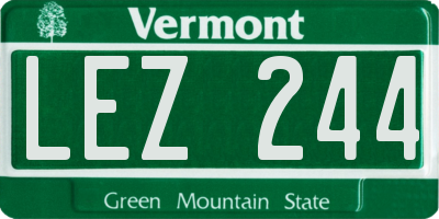 VT license plate LEZ244