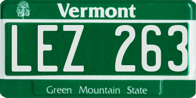VT license plate LEZ263