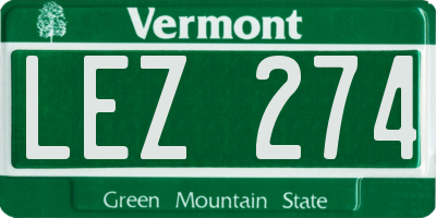 VT license plate LEZ274