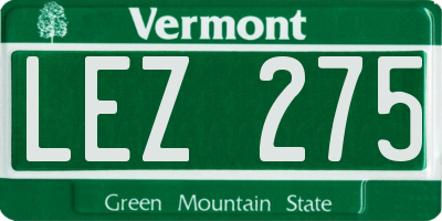 VT license plate LEZ275