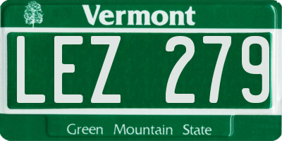 VT license plate LEZ279