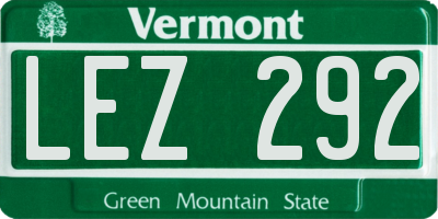 VT license plate LEZ292