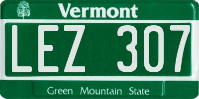VT license plate LEZ307