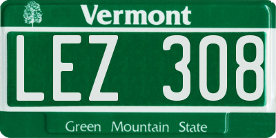 VT license plate LEZ308