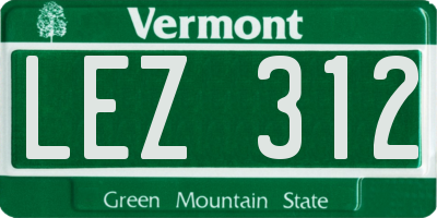 VT license plate LEZ312