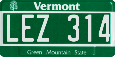 VT license plate LEZ314