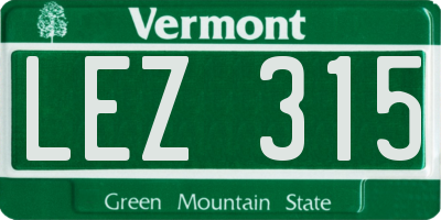VT license plate LEZ315