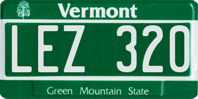 VT license plate LEZ320