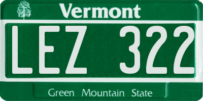 VT license plate LEZ322