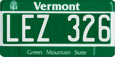 VT license plate LEZ326