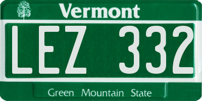 VT license plate LEZ332
