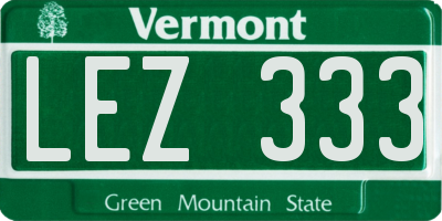 VT license plate LEZ333